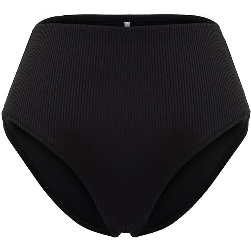 Trendyol Black Textured High Waist Hipster Bikini Bottoms Slike