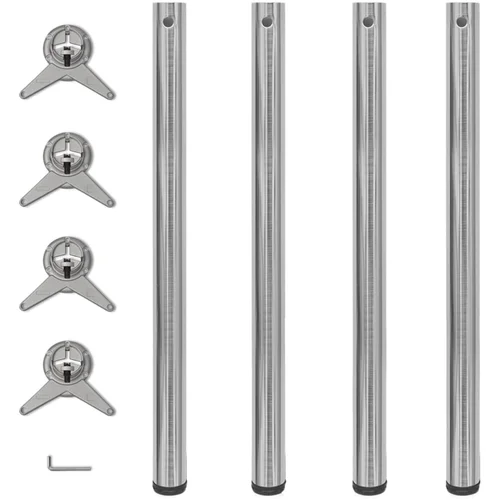  242137 4 Height Adjustable Table Legs Brushed Nickel 870 mm