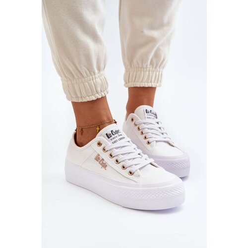 Kesi women's lee cooper platform sneakers white Cene