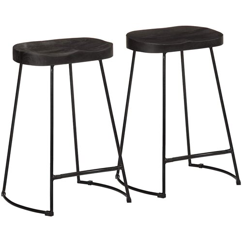 vidaXL Barski stolčki 2 črni Black 45x40x62 cm trden mangov les Cene