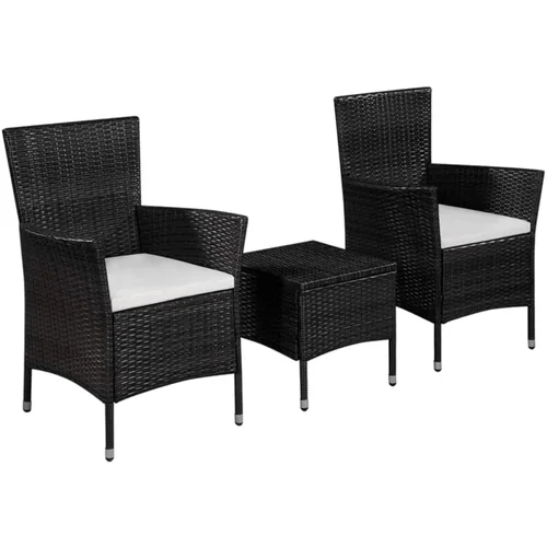  3-dijelni bistro set od poliratana crni