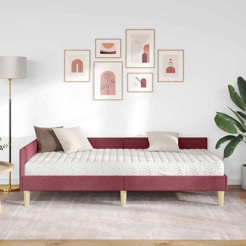  Kutni krevetni okvir s madracem 2 kom. Vinska crvena 90 x 200 cm Slike