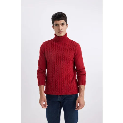 Defacto Standard Fit Patterned Turtleneck Sweater