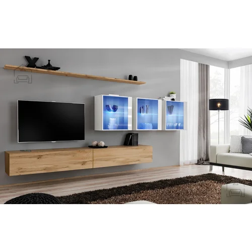 ASM Meble Dnevni TV regal Switch XVII 340 cm LED - votan/bel