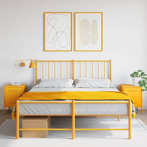 VidaXL Nočna omarica 2 kosa gorčično rumena 36x39x50,5 cm jeklo Slike
