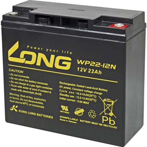 Long WP22-12N WP22-12N svinčeni akumulator 12 v 22 ah svinčevo-koprenast (&amp;scaron; x v x g) 181 x 167 x 76 mm M6-vijačni priklop nizko samopraznjenje\, brez vzdrževanja, (20438723) Slike