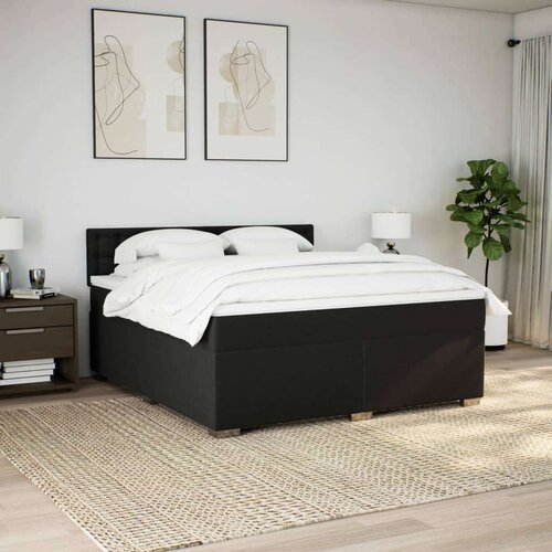 VidaXL Krevet s oprugama i madracem crni 180x200 cm od tkanine Slike