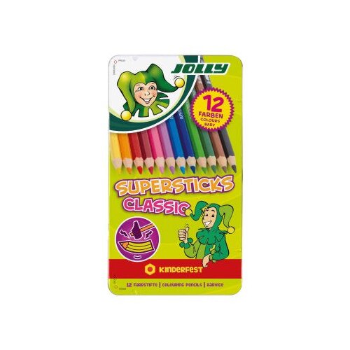  Drvene bojice Jolly kinderfest classic 12 kom u 3D metalnoj kutiji Slike