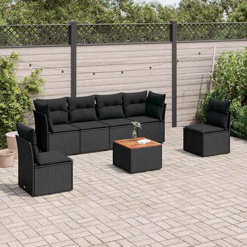  7-dijelni set vrtnih sofa od poliratana s jastucima crni Crna 62 x 62 x 69 cm Cene