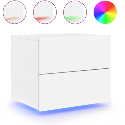 Maison Chic Stenska Nočna omarica - Nočna miza z LED lučkami bela, (21687482) Slike