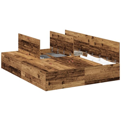 VidaXL Okvir kreveta za pohranu Stari drvo 140x190 cm Slike