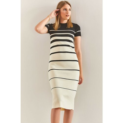 Bianco Lucci Women's Striped Knitwear Dress Slike
