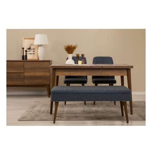 Hanah home vina 02 1048 walnut dark blue (produživi trpezarijski sto, stolice i konzola (5 komada)) Cene