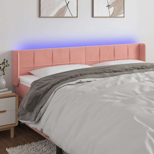  LED posteljno vzglavje roza 183x16x78/88 cm žamet, (20953795) Cene
