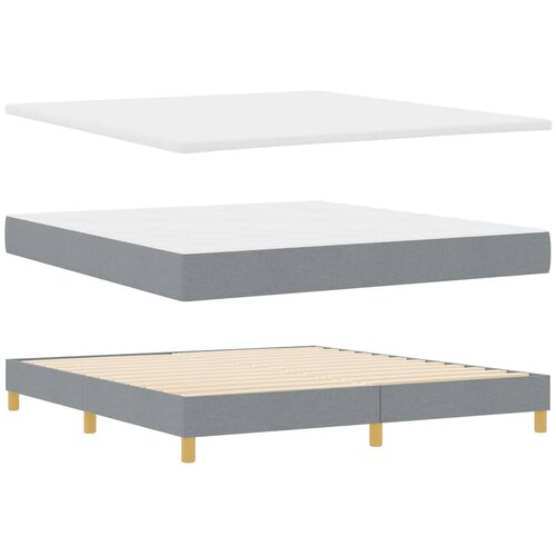  LED Box Spring Krevet Svijetlo siva 180 x 200 cm tkanina Slike