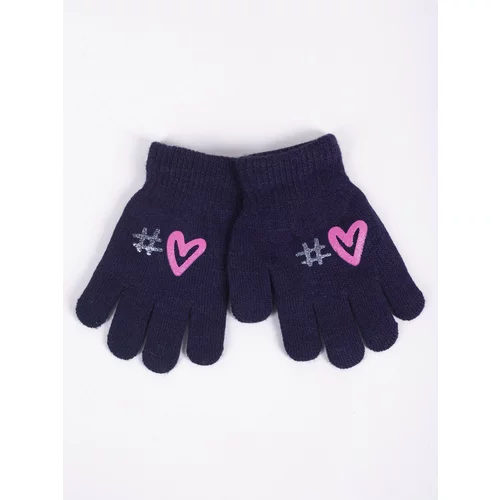 Yoclub Kids's Girls' Five-Finger Gloves RED-0012G-AA5A-008 Navy Blue