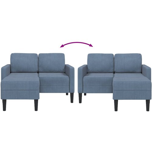SOFA 2-sjed s ležaljkom u obliku slova L plava 125 cm lan Slike