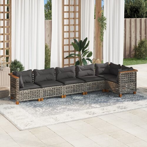 VidaXL 6-dijelni set vrtnih sofa od poliratana s jastucima sivi Slike