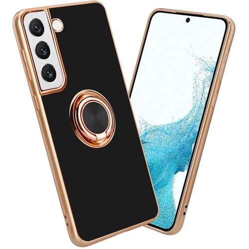 Cadorabo Samsung v sijajnem črni barvi - Zlato z obročem silikonski/TPU ovitek z za&scaron;čito pred kamero in držalom za magnetni avtomobil, (20593721) Cene