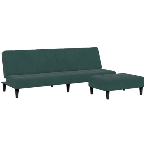 Maison Chic kavč - Sofa - Kanape dvosed z leži&amp;scaron;čem in stolčkom za noge temno zelen žamet, (21727863) Slike
