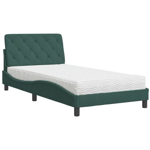 VidaXL Postelja z vzmetnico temno zelena 100x200 cm žamet, (21095202) Slike