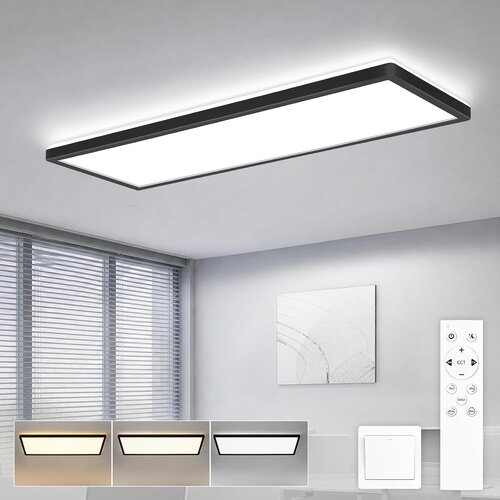 Nettlife črna LED stropna svetilka 58 × 20 cm, 22 W, 3000–6500 K, zatemnilna, s pomnilnikom in daljinskim upravljalnikom, (5000491309) Cene