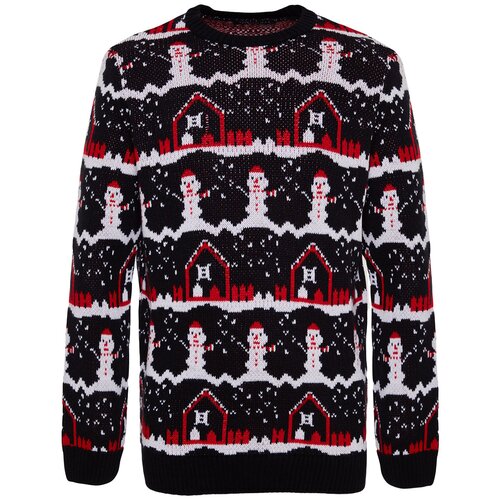 Trendyol Multicolored Men's Regular Fit Crewneck Christmas Knitwear Sweater. Cene