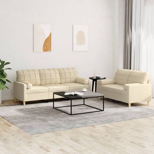  2-dijelni set sofa s jastucima krem od tkanine Cene