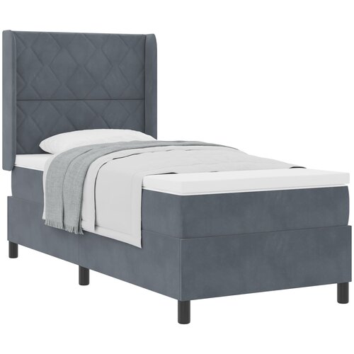 vidaXL Box Spring postelja z vzmetnico temno siva 90x200 cm žamet Cene