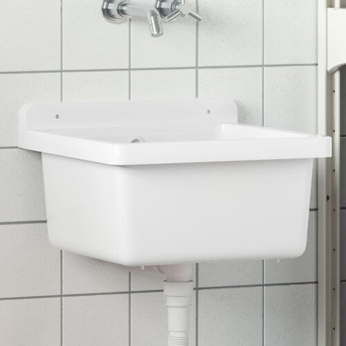 The Living Store Stenski umivalnik bel 40x40x24 cm smola - Umivalnik, (21498574) Cene