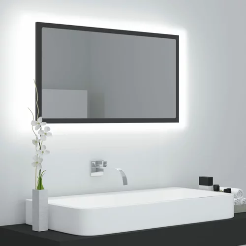 vidaXL LED kopalniško ogledalo sivo 80x8,5x37 cm akril, (20622468)