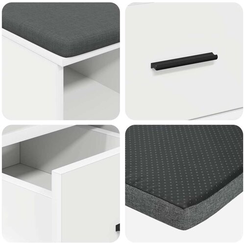  Klupa za hodnik s jastukom s ladicama Bijelo 60 x 38 x 46 cm Slike