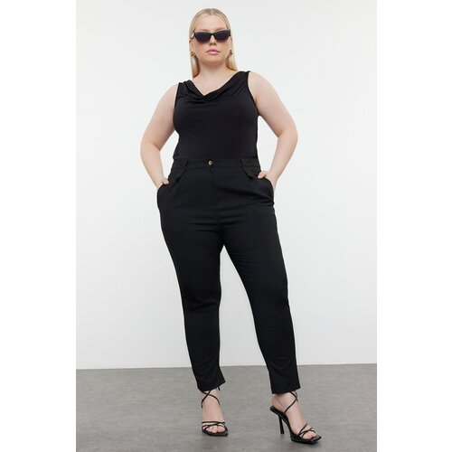 Trendyol Curve Black Carrot High Waist Polyviscon Woven Plus Size Trousers Cijene
