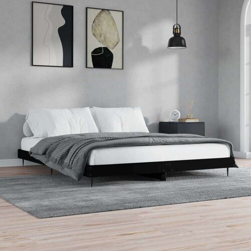  Za krevet crni 200 x 200 cm konstruirano drvo Slike