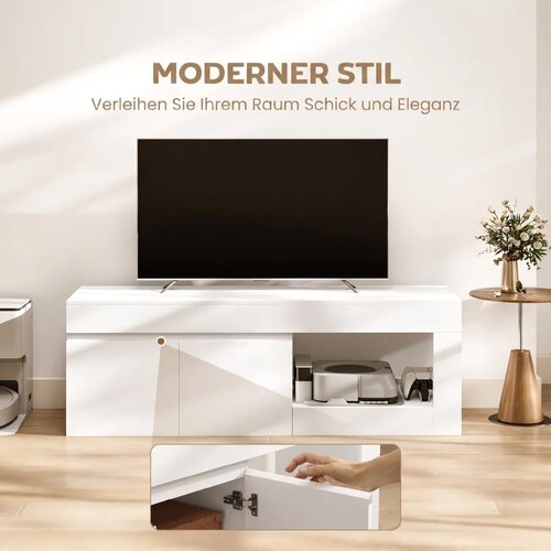  TV ormarić s 2 vrata i pretincem za TV do 60 inča 140x40x48 cm bijeli Slike