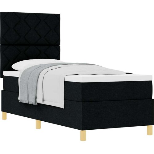 Box Postelja z vzmetnico z vzglavjem Črna 80 x 200 cm blago, (5000128392) Cene