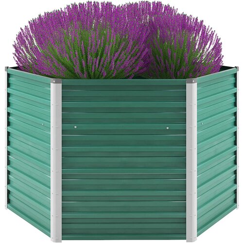 vidaXL Visoka greda iz pocinkanega jekla 129x129x77 cm zelene barve Cene