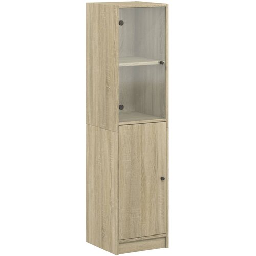  Visoka komoda sa staklenim vratima boja hrasta 35 x 37 x 142 cm Smeđa Slike