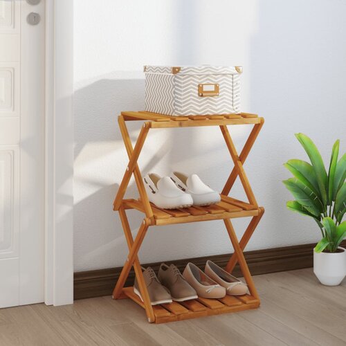 VidaXL Sklopiva polica 3 razine smeđa 43x31x63 cm masivno drvo bagrema Slike