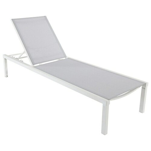 SUNFUN Ležaljka za plažu (195 x 65 x 35 cm, Svijetlo siva, bijela, Aluminij, S podesivim naslonom za leđa) Slike