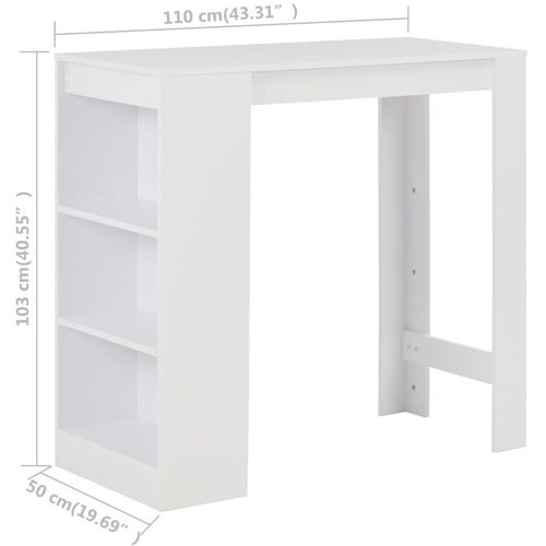  Barski stol s policom bijeli 110 x 50 x 103 cm Slike