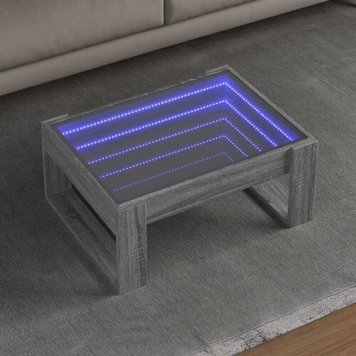 vidaXL Klubska mizica z neskončnimi LED siva sonoma 70x53x30 cm Cene