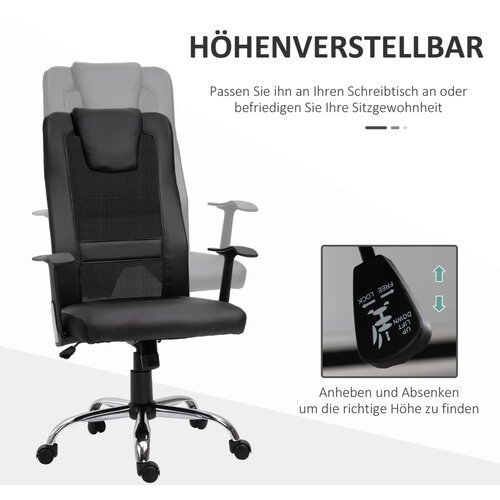  Uredska okretna stolica ergonomska direktorska stolica podesiva visina PU crna 66x73x108-118 cm Slike