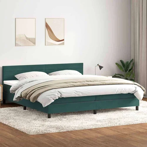 Box Spring krevet s madracem tamnozeleni 200x210 cm baršun