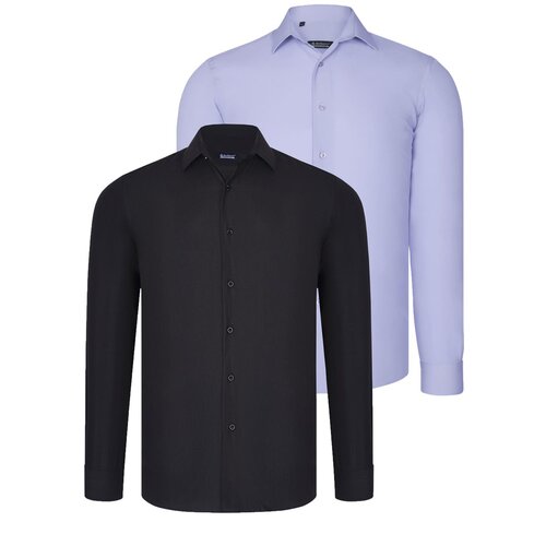 Dewberry DUAL SET G726 MENS SHIRTS-BLACK-LILAC Cene