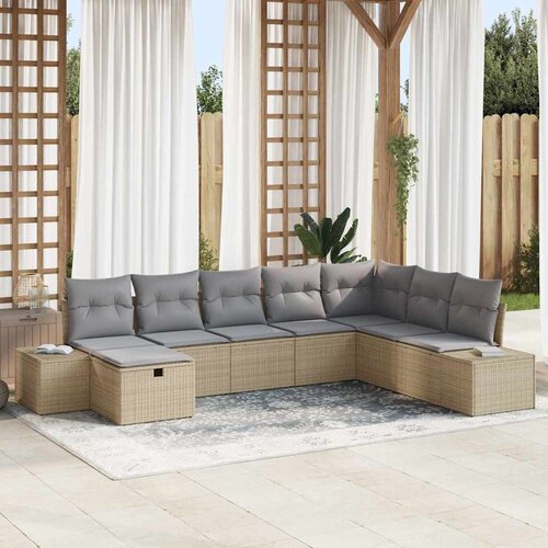  Sjedeća garnitura za vrt 8 pcs Bež 55 x 62 x 69 cm Poli ratan Cijene