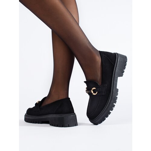 SHELOVET Suede women&amp;#039;s loafers black Slike