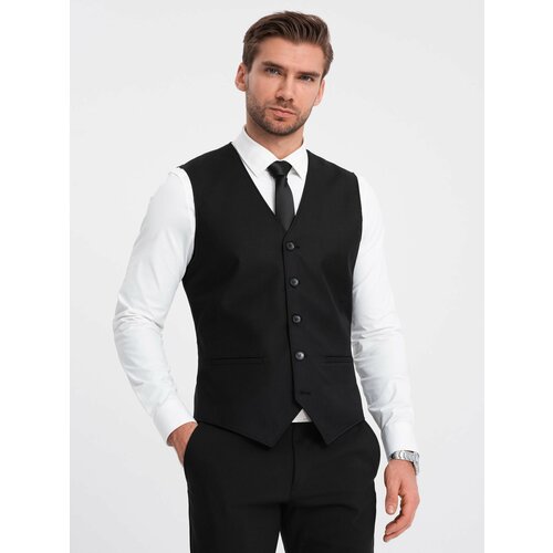 Ombre Men's suit vest without lapels - black Cene