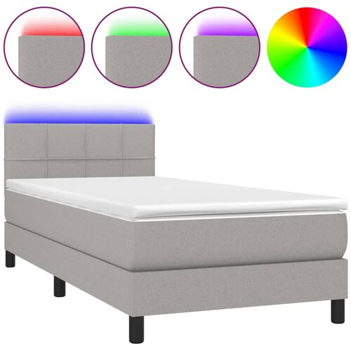 Maison Chic Box spring postelja - Vzmetna postelja z vzmetnico LED svetlo siva 90x190 cm blago SL22541, (21904515) Cene