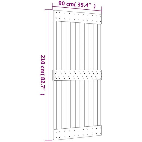  Klizna vrata Prirodna i crna 90 x 210 cm Čvrsta borovina Cijene